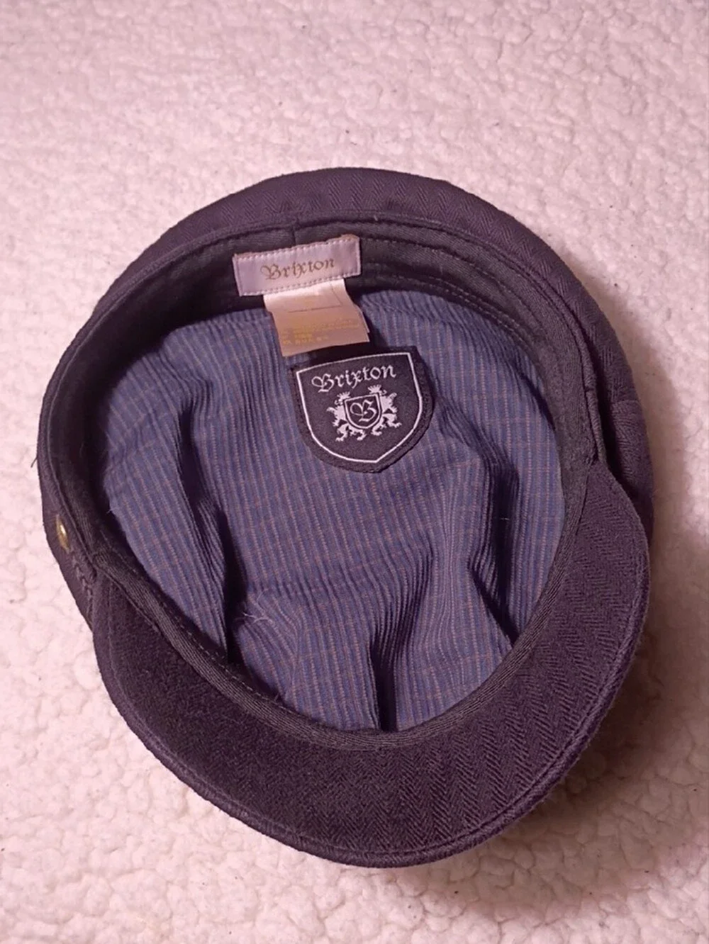 Brixton Black Baker Boy Cap with Braided Trim